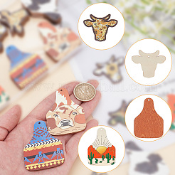 40шт 8 стильные односторонние большие подвески из липы с принтом WOOD-AR0001-35