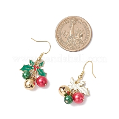 Серьги-подвески из окрашенного в технике запекания стекла с жемчужинами&nbsp;EJEW-TA00665