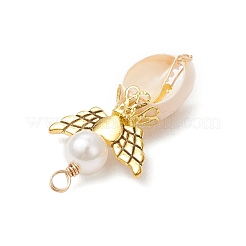 2 шт. подвески в виде ангела из натуральной ракушки каури 2 цветов PALLOY-JF03662-02