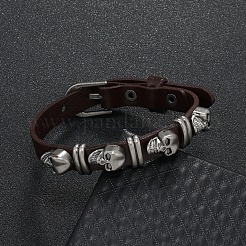 Браслет с заклепками из сплава черепа BJEW-C037-03B