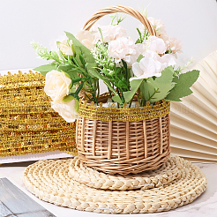 14~15 ярд блестящих полиэстеровых лент с изнаночной вязкой&nbsp;SRIB-GL0001-01