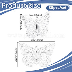 80 шт. железные полые подвески-бабочки IFIN-NB0001-68