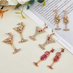 4 par de pendientes colgantes de copa de vino con rhinestone y perlas de plástico de 4 estilos&nbsp;EJEW-FI0001-70