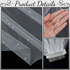 Свадебная фата из полиэфирной сетки&nbsp;AJEW-WH0709-052