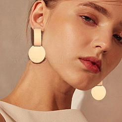 Прямоугольник с плоскими круглыми висячими серьгами-гвоздиками из сплава FS-WG163F2-01