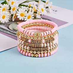 Набор эластичных браслетов из синтетического гематита и полимерной глины бусины хейши BJEW-PH01487-01