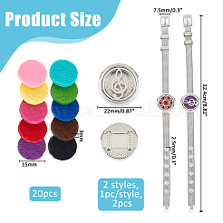 2 stücke 2 arten einstellbare 316l chirurgischem edelstahl uhr band armbänder&nbsp;BJEW-HS0001-05A