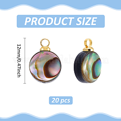 20 шт. плоские круглые подвески из натуральной ракушки&nbsp;PALLOY-BC00006