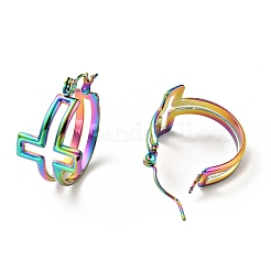 Ионное покрытие (IP) радужные серьги-кольца из нержавеющей стали 304 для женщин EJEW-G293-02M