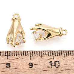 Латунные микропаве прозрачные подвески с фианитом&nbsp;KK-T078-06G-02