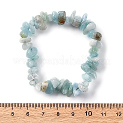 ユニセックスチップナチュラルアクアマリンビーズストレッチブレスレット  内径：1-3/4~2インチ（4.5~5cm）&nbsp;BJEW-S143-33