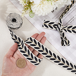 3 ярд полиэстеровых жаккардовых лент с листочками&nbsp;SRIB-WH20020-020C