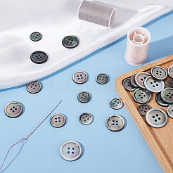 42 шт. 4 стиля 4-отверстия натуральные черные пуговицы-ракушки для губ&nbsp;SHEL-BBC0001-17