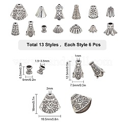 Тибетский стиль сплав и ccb пластиковые бусины конусы и колпачки&nbsp;TIBE-SC0001-19AS