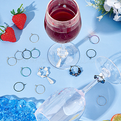 80 pieza de 4 estilos de anillos de acero inoxidable quirúrgico 316 para copas de vino&nbsp;STAS-UN0053-44