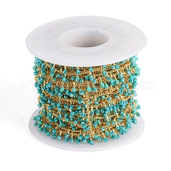 Латунная цепочка из бисера ручной работы&nbsp;CHC-G011-07G-07