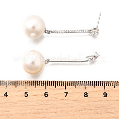 925 круглые серьги-гвоздики из стерлингового серебра с прозрачным кубическим цирконием EJEW-L300-06P