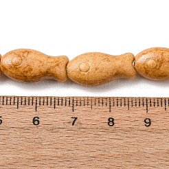 ヴィンテージの手作り磁器ビーズの連  ファンシーアンティーク施釉磁器  魚  オレンジ  18x9x7mm  穴：1.8mm  約20個/連  14.37''（36.5センチメートル）&nbsp;PR-CBAA37B-01E