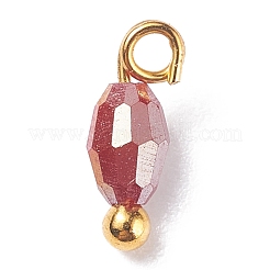 電気メッキガラスチャーム  真鍮ボールヘッドピン付き  ミディアムシーグリーン  8.5x3mm  穴：1.2mm&nbsp;PALLOY-JF01382-03