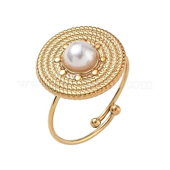 Fingerringe aus Edelstahl 304 mit Kunststoffperlen für Damen&nbsp;SA-CBAA981-01G-01