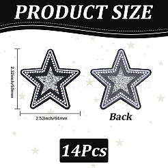14 pieza de parches de tela con rhinestone de resina de estrella para planchar y coser&nbsp;DIY-CY0003-88