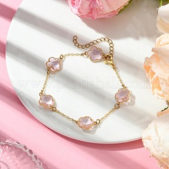Braccialetti a maglie con fiori in vetro 2 pz 2 colori&nbsp;BJEW-JB10580