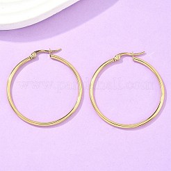 リング 304 ステンレススチール ビッグフープピアス  18KGP本金メッキ  12ゲージ  40x2mm  ピン：1x0.7mm&nbsp;X-EJEW-N0016-11G-F