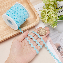 1連ウェーブ曲げフリンジトリム  ミシンリボン  布のドレスのDIYを飾るために、1個のプラスチック製の空のスプール  淡いターコイズ  3/16インチ〜3/8インチ（5~8.5mm）  1m/連について&nbsp;OCOR-GF0001-53C