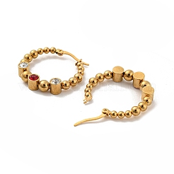 Серьги-кольца из нержавеющей стали 304 с бусинами&nbsp;LS-EJEW-G368-05G