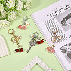 4 шт. 4 стиля подвесных украшений из вишневой смолы и сплава HJEW-CA0001-73