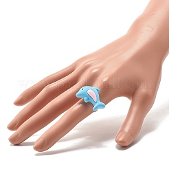Harz 3d Delphin verstellbare Ringe&nbsp;RJEW-JR00428-02