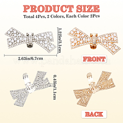 4 шт. 2-цветные украшения для обуви из сплава со стразами в виде банта FIND-CP0002-25
