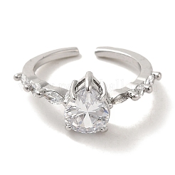 Кольца-солитеры из латуни с микропаве из кубического циркония для женщин RJEW-E295-13P