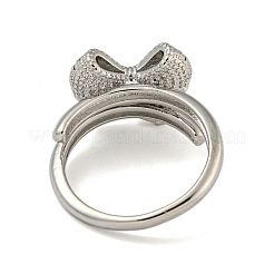Anillos dobles de circonita cúbica transparente con micropavé de latón con lazo&nbsp;RJEW-Z050-25P