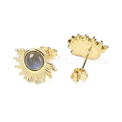 Натуральные лабрадоритные серьги&nbsp;EJEW-K288-01G-10