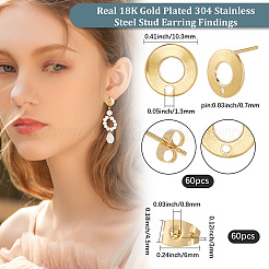 60 шт. фурнитура для сережек-гвоздиков из нержавеющей стали 304 STAS-BBC0007-85