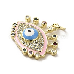 Pendentifs avec zircon cubiques à micro-pavés en laiton&nbsp;KK-E092-09G-03