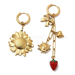 Серьги-кольца из нержавеющей стали 304 с эмалью&nbsp;EJEW-G451-07G