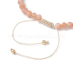 Geflochtene Perlenarmbänder aus natürlichem Sonnenstein für Frauen&nbsp;BJEW-JB12211-01