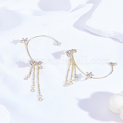 2 шт. 2-х цветные модные латунные серьги-каффы с кисточками&nbsp;EJEW-LP0012-13