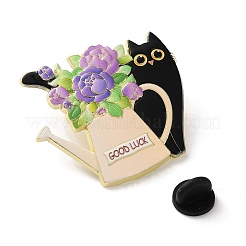 Эмалированные значки с изображением черной кошки и цветка&nbsp;JEWB-Z048-09G-01