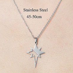 Ожерелье с подвеской в виде полой звезды из не тускнеющей нержавеющей стали 201 NJEW-OY001-88