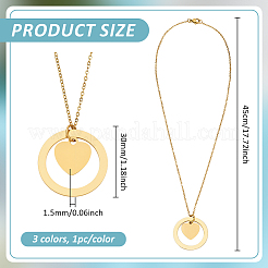 3 шт. 3-х цветные подвески из нержавеющей стали 304 NJEW-BC0001-12