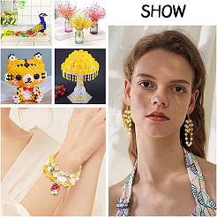 375 шт. двухцветные стеклянные бусины с эффектом кракле&nbsp;DIY-PH0003-88