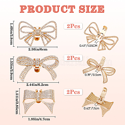 6 шт. 3 стиля бант из сплава со стразами для украшения обуви FIND-CP0002-22B