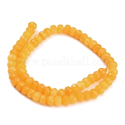 ファセットカットされた染色済みの天然白翡翠ビーズの連  ロンデル  ゴールド  8x5.5~6mm  穴：1mm  約64~66個/連  14.76~15.16''（37.5~38.5センチメートル）&nbsp;GG-CBAE966-01A-C