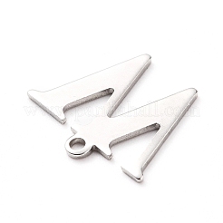 変色しにくい304ステンレススチールチャーム  レーザー切断  アルファベット  ステンレス鋼色  文字.w  12x14x0.8mm  穴：1mm&nbsp;STAS-H112-W-P