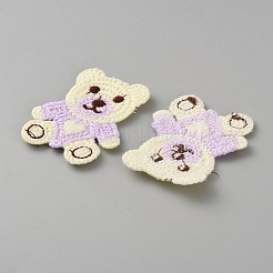 ポリエステル刺繍糸 アイロン/縫い付けパッチ  布のアップリケ  クマ  ライラック  60x46x1.5mm&nbsp;PATC-WH0023-23D