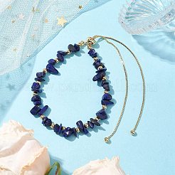 Регулируемые браслеты-слайдеры из натурального лазурита с бисером для женщин BJEW-JB10489