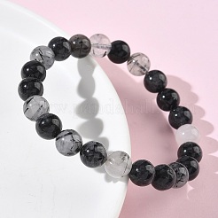 Bracelets extensibles en perles rondes de quartz rutile naturel pour femmes&nbsp;BJEW-Z158-03H-03